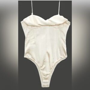 Zara Satin Effect Draped Bustier Bodysuit